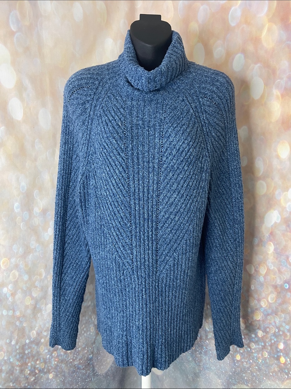 Sundance Blue Ribbed Turtleneck Sweater Size XL